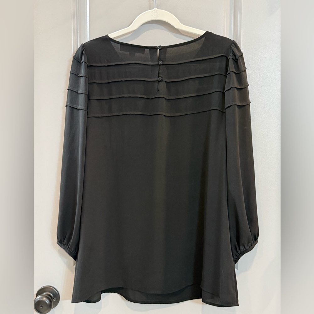 LOFT Black Ruffle Blouse - Picture 3 of 4
